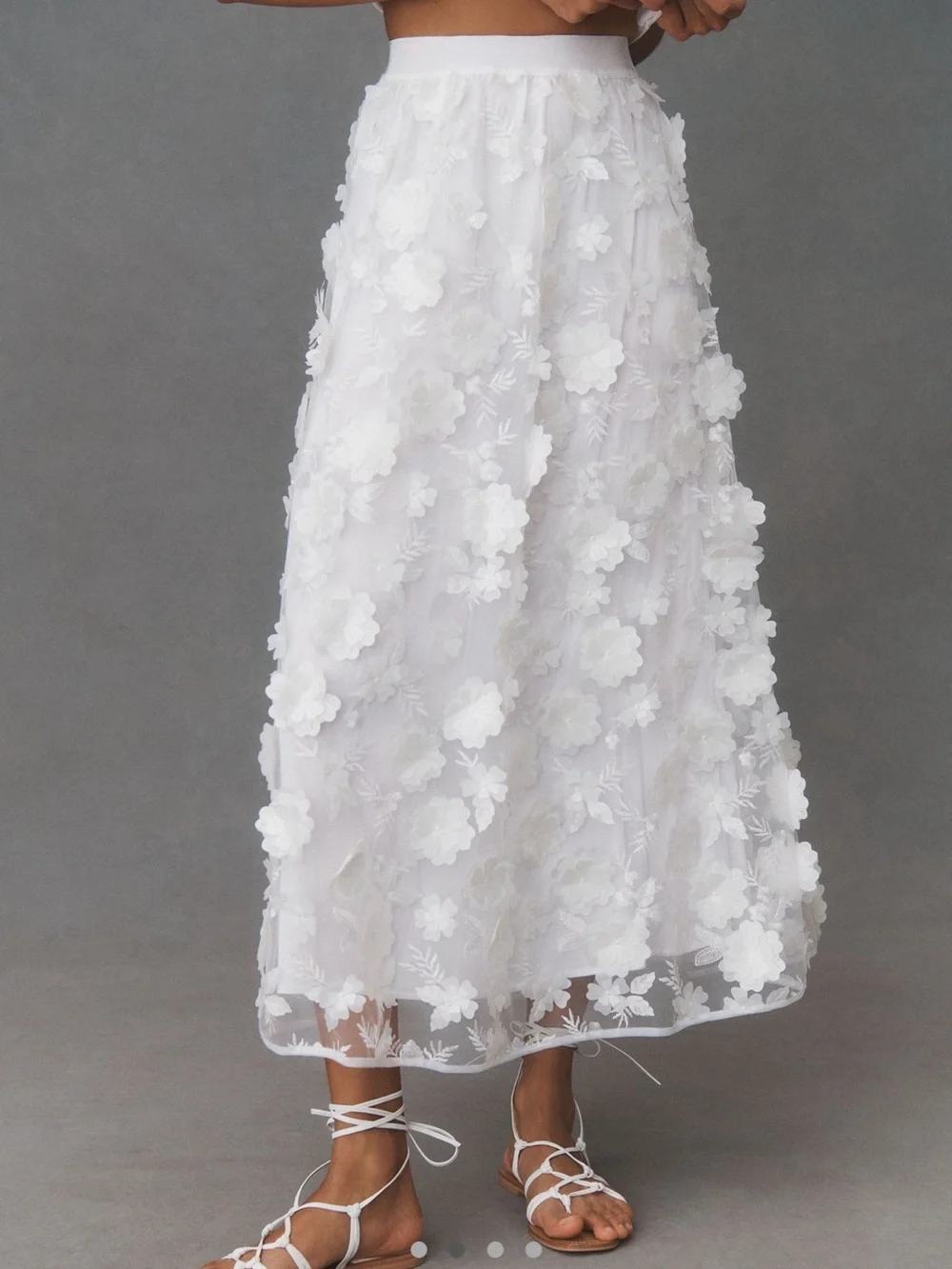 BHLDN White 3D Floral Maxi Skirt - Picture 1 of 2